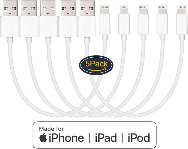 Alt view image 4 of 7 - 5Pack iPhone Charger Lightning Cable, Fast Charging Syncing Cords Cables Compatible iPhone XS/Max/XR/X/8/8Plus/7/7P/6S/iPad/IOS and More - White, 1FT/30CM