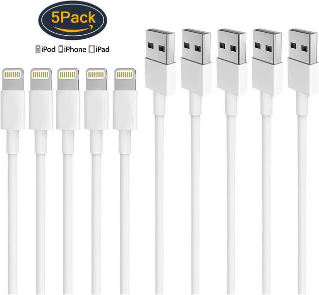 Alt view image 3 of 7 - 5Pack iPhone Charger Lightning Cable, Fast Charging Syncing Cords Cables Compatible iPhone XS/Max/XR/X/8/8Plus/7/7P/6S/iPad/IOS and More - White, 1FT/30CM