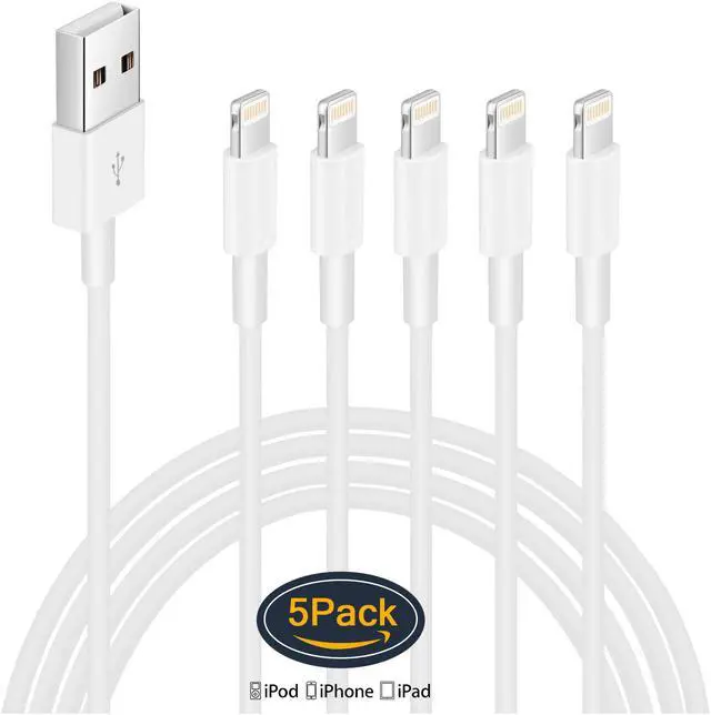 Alt view image 2 of 7 - 5Pack iPhone Charger Lightning Cable, Fast Charging Syncing Cords Cables Compatible iPhone XS/Max/XR/X/8/8Plus/7/7P/6S/iPad/IOS and More - White, 1FT/30CM