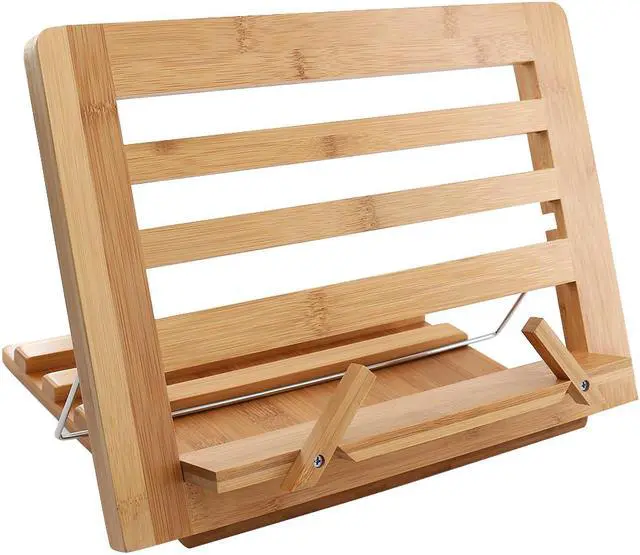 Main image of BambuMate Bamboo Cook Book Stand, Adjustable Book Holder Tray and Page Paper Clips, Portable Station for Tablets, Cell Phones, Laptop Stands
