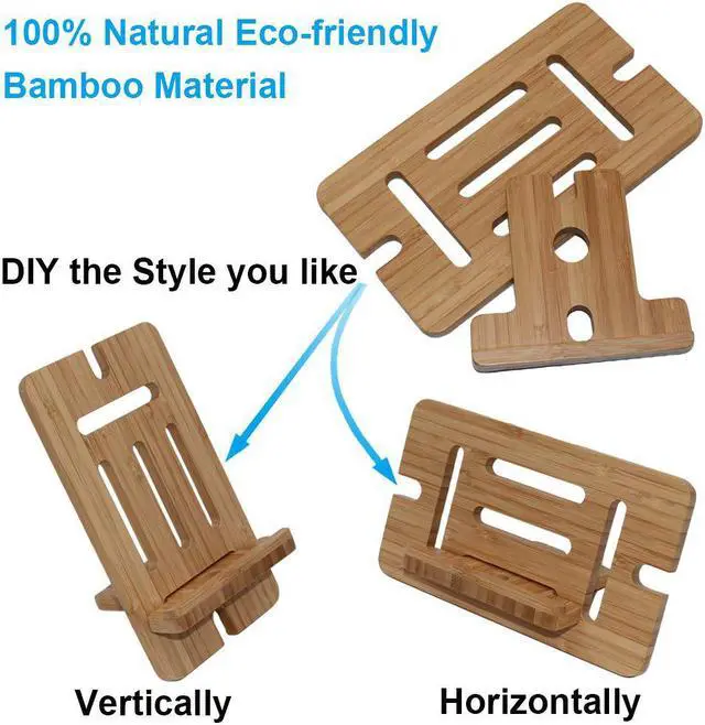 Alt view image 4 of 7 - BambuMate Bamboo Cell Phone Tablet Stand, Wooden Smart Phone Desktop Charging Dock Holder Compatible with Pad, Phone 8 Plus X XS Max XR, All iOS & Android Phone, Tablet - 1 Pack
