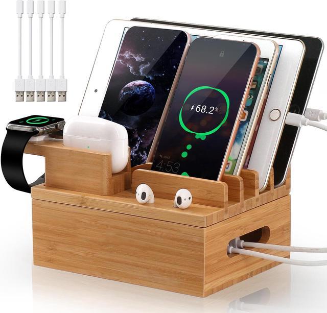 BambuMate Bamboo Charging Station for Multiple Devices, Upgrade