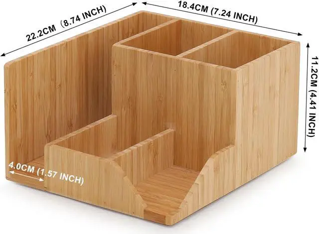 Alt view image 2 of 7 - Bamboo Desktop Office Organizer, Desk File Organizers with Storage, Multi Function Wood Drawer Caddy for Desk Supplies and Accessories ( Natural Color )