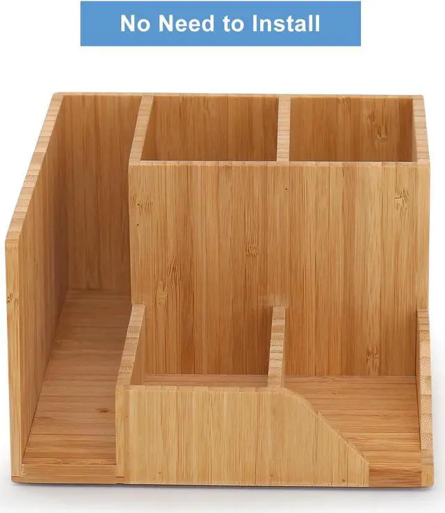 Alt view image 3 of 7 - Bamboo Desktop Office Organizer, Desk File Organizers with Storage, Multi Function Wood Drawer Caddy for Desk Supplies and Accessories ( Natural Color )