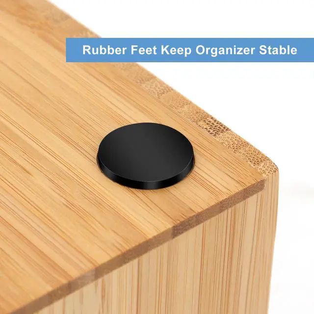 Alt view image 4 of 7 - Bamboo Desktop Office Organizer, Desk File Organizers with Storage, Multi Function Wood Drawer Caddy for Desk Supplies and Accessories ( Natural Color )