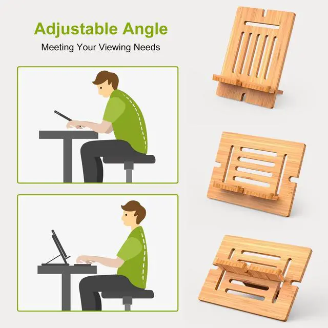 Alt view image 6 of 7 - BambuMate Natural Bamboo Stand, Angle Adjustment Protable Holder Compatible with Tablet and Phone, Essential for Home & Travel