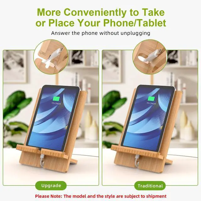 Alt view image 7 of 7 - BambuMate Natural Bamboo Stand, Angle Adjustment Protable Holder Compatible with Tablet and Phone, Essential for Home & Travel