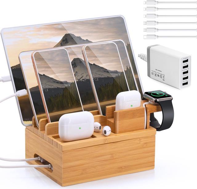 nahwalwatan.org - Bamboo Charging Station for Multiple Devices with Port  USB Charger, Cables and Smart Watch ＆ Earbuds Stand. Pezin ＆ Hulin Desk  Docking Stations 価格比較