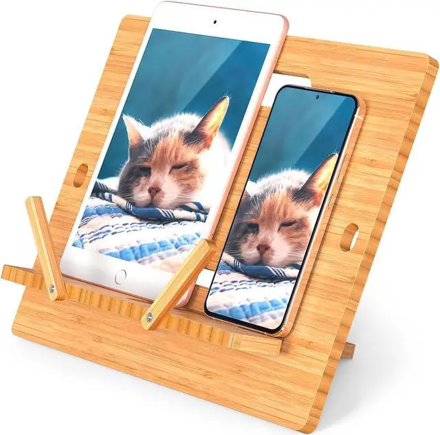 Main image of Beebo Beabo Bamboo Cell Phone Tablet Stand,Original creation,Adjustable Lazy Bamboo Tablet Stand Desktop Cell Phone Stand Holder Dock Creative Mobile Phone Bracket Stand