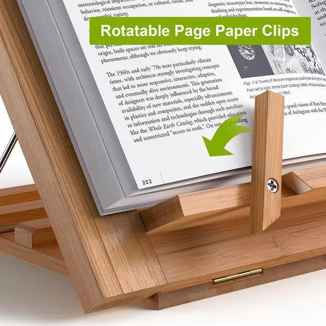 Alt view image 4 of 7 - Beebo Beabo Cookbook Stand for Kitchen - Bamboo Cookbook Holder for Kitchen Counter, Multifunctional Recipe Book Stand,Recipe Book Holder Stand