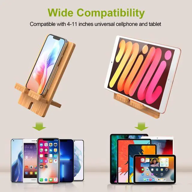 Alt view image 7 of 7 - Beebo Beabo Desktop Bamboo Mobile Phone Stand Charging Tablet Stand Base Practical Wooden Lazy Person Stand Cradle for iPhone iPad Samsung and All Smartphones,Gifts for Father