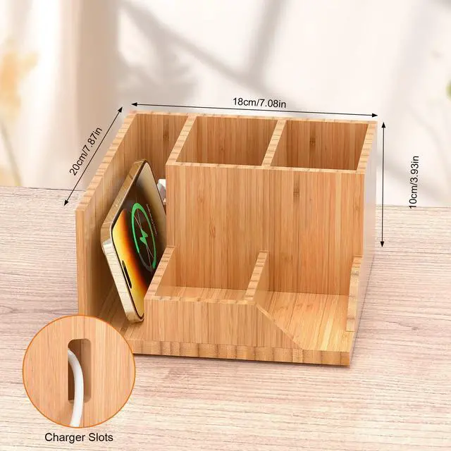 Alt view image 4 of 7 - Beebo Beabo Bamboo Desk Organizer Tray, Adjustable Office Supplies Pencil Stationery Caddy, Small Desktop Organizer Pen Holder, Desk Organization Storage Boxes and Accessories for Home Office