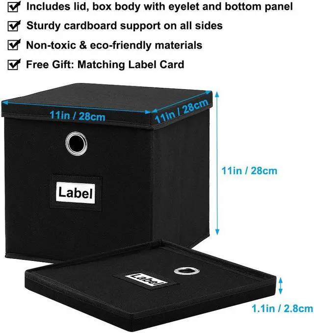 Alt view image 3 of 7 - Beebo Beabo Cubes pack,Storage bins pake, Foldable Cube Bins for Cloth or Accessary Storage, 6 Black Storage Bins With Labels