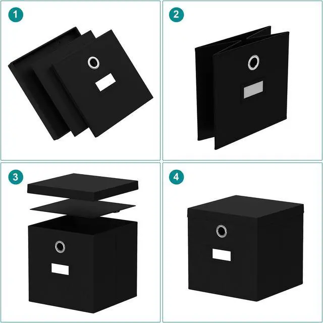 Alt view image 2 of 7 - Beebo Beabo Cubes pack,Storage bins pake, Foldable Cube Bins for Cloth or Accessary Storage, 6 Black Storage Bins With Labels