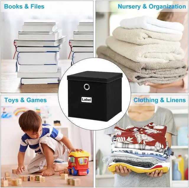 Alt view image 7 of 7 - Beebo Beabo Cubes pack,Storage bins pake, Foldable Cube Bins for Cloth or Accessary Storage, 6 Black Storage Bins With Labels