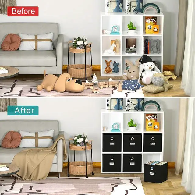 Alt view image 6 of 7 - Beebo Beabo Cubes pack,Storage bins pake, Foldable Cube Bins for Cloth or Accessary Storage, 6 Black Storage Bins With Labels