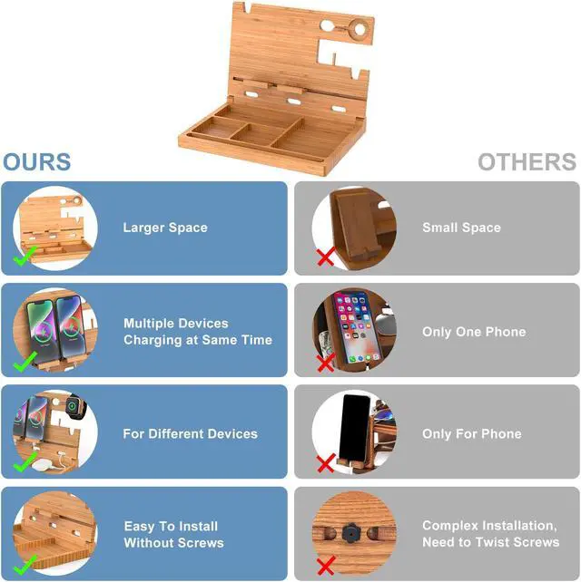 Alt view image 7 of 7 - Beebo Beabo Bamboo Desk Organizer, Desktop Wood Bookshelf File Organizer,Bamboo File Organizer, for Office, Home, Need to Install,Collapsible,Gifts for Father