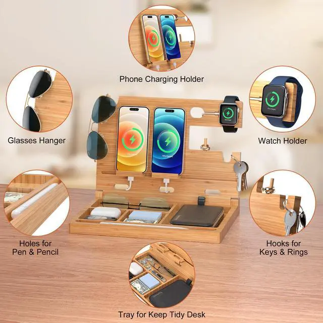 Alt view image 4 of 7 - Beebo Beabo Bamboo Desk Organizer, Desktop Wood Bookshelf File Organizer,Bamboo File Organizer, for Office, Home, Need to Install,Collapsible,Gifts for Father