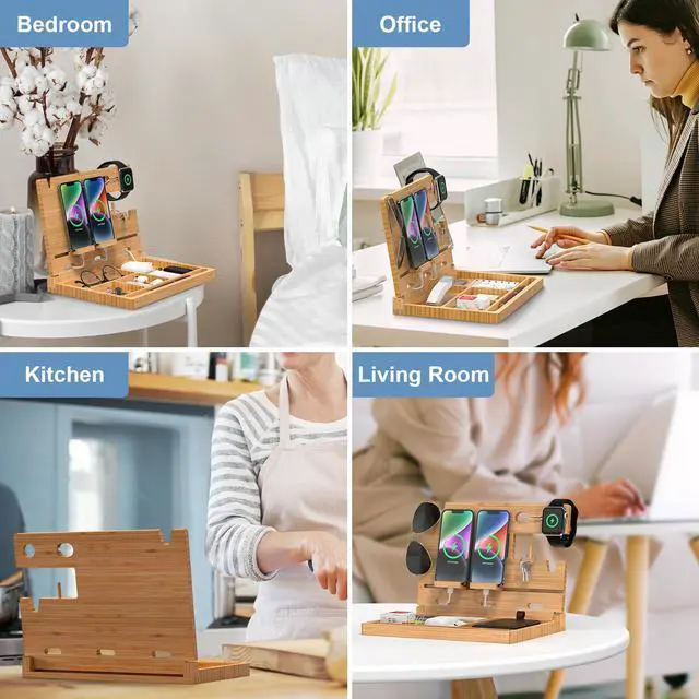 Alt view image 6 of 7 - Beebo Beabo Bamboo Desk Organizer, Desktop Wood Bookshelf File Organizer,Bamboo File Organizer, for Office, Home, Need to Install,Collapsible,Gifts for Father