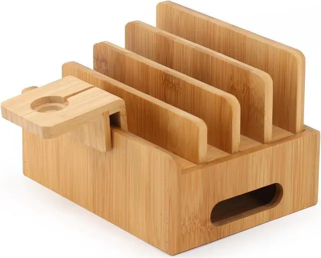 Alt view image 2 of 7 - Beebo Beabo Bamboo,Charging StationV2 Desktop Docking Charging Stand Such As Cell Phone,For Family,Wood Docking Stand Electronic Organizer for Multiple Devices, Phones, Tablets, Laptop and More
