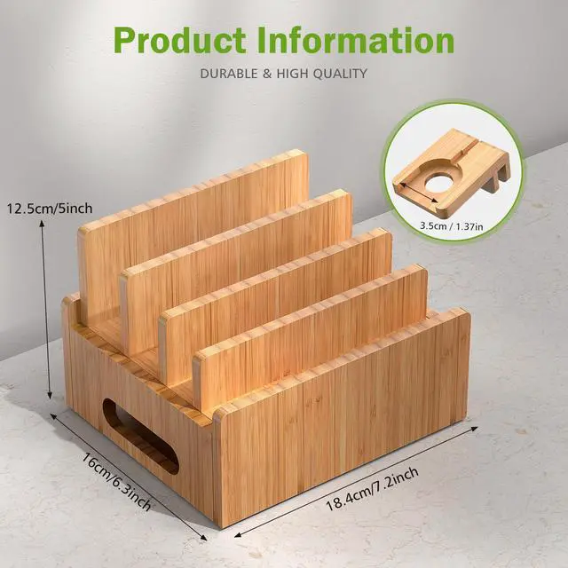 Alt view image 2 of 7 - Beebo Beabo Bamboo,Charging StationV3 Desktop Docking Charging Stand Such As Cell Phone,,Wood Docking Stand Electronic Organizer for Multiple Devices(6 USB Cables, 5-Port USB Charging Stations)