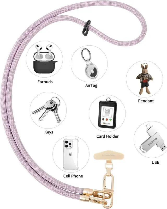 Alt view image 4 of 5 - Beebo Beabo Mobile Phone Lanyard,with Stainless steel Clip Lanyard,Crossbody Lanyard,Anti Loss Card Strip Style Universal Phone Case Strap(12 Colors 120CM)