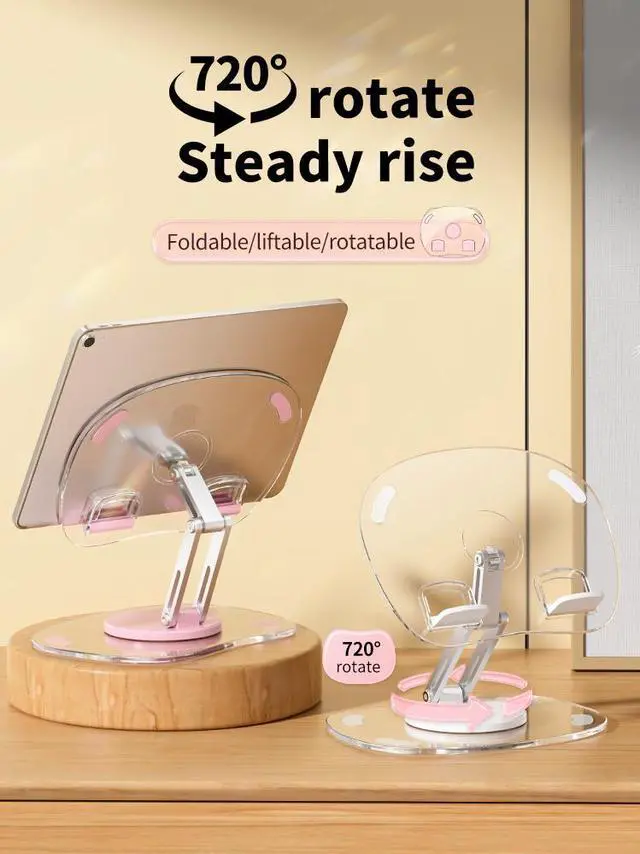 Alt view image 5 of 7 - Beebo Beabo Adjustable Cell Phone Holder,Stable Lazy Person Stand,for Phone iPad,720°Rotate,Foldable Phone Holder Portable Monitor Stand(4 Colors)White