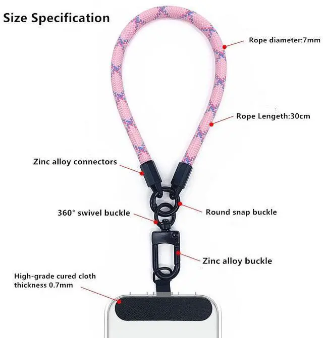 Alt view image 2 of 3 - Beebo Beabo Multifunctional Wrist Phone Strap, Adjustable Lanyard for Smartphones  Anti-Slip, Secure Grip, Hands-Free for Running, Travel, Work(Pink+Blue)