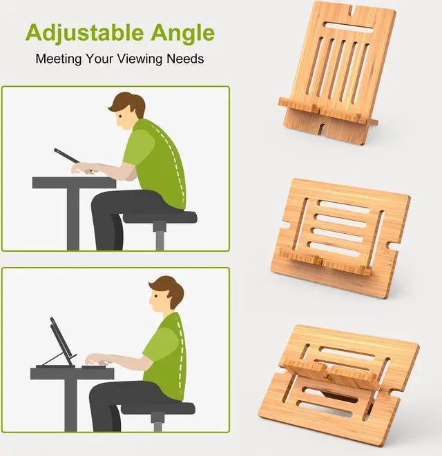 Alt view image 6 of 7 - Beebo Beabo Bamboo Cell Phone Tablet Stand,Adjustable Lazy Bamboo Tablet Stand Desktop Cell Phone Stand Holder Dock Creative Mobile Phone Bracket Stand,Gifts for Father