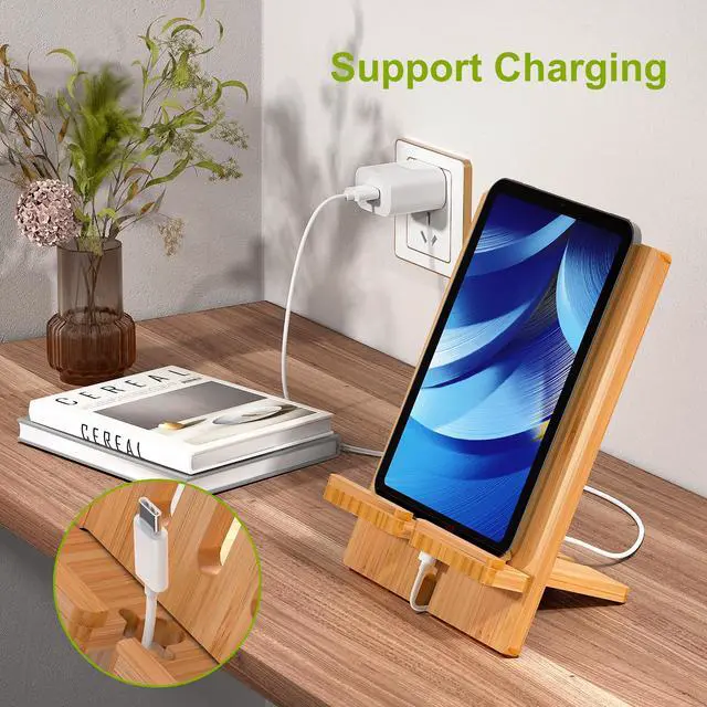 Alt view image 2 of 7 - Beebo Beabo Bamboo Cell Phone Tablet Stand,Adjustable Lazy Bamboo Tablet Stand Desktop Cell Phone Stand Holder Dock Creative Mobile Phone Bracket Stand,Gifts for Father