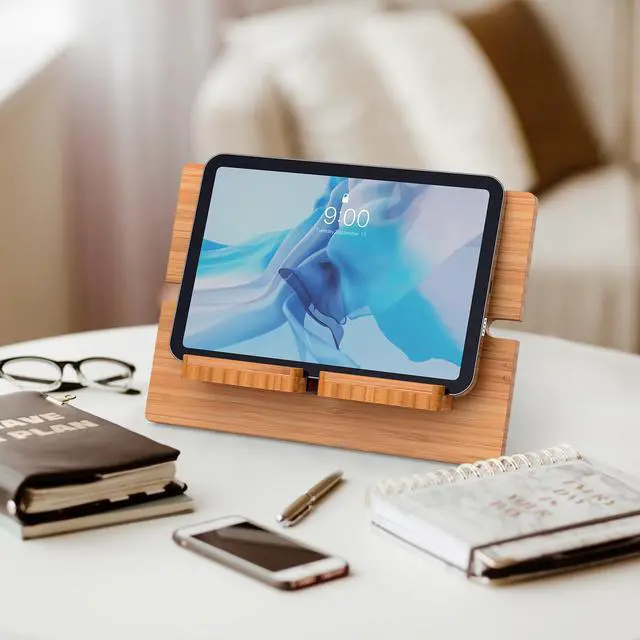 Alt view image 3 of 7 - Beebo Beabo Bamboo Cell Phone Tablet Stand,Adjustable Lazy Bamboo Tablet Stand Desktop Cell Phone Stand Holder Dock Creative Mobile Phone Bracket Stand,Gifts for Father