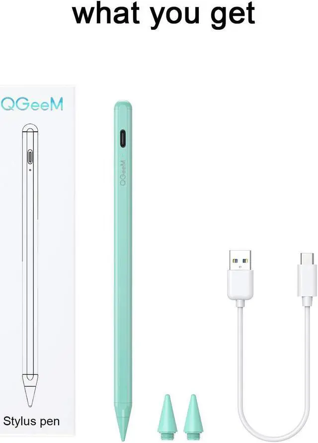 Alt view image 2 of 7 - Stylus Pen for iPad with Palm Rejection, QGeeM iPad Pencil Compatible with (2018-2021) Apple iPad Pro (11/12.9 Inch),iPad 6th/7th/8th Gen,iPad Mini 5th Gen,iPad Air 3rd/4th Gen ,Apple Pencil-Green