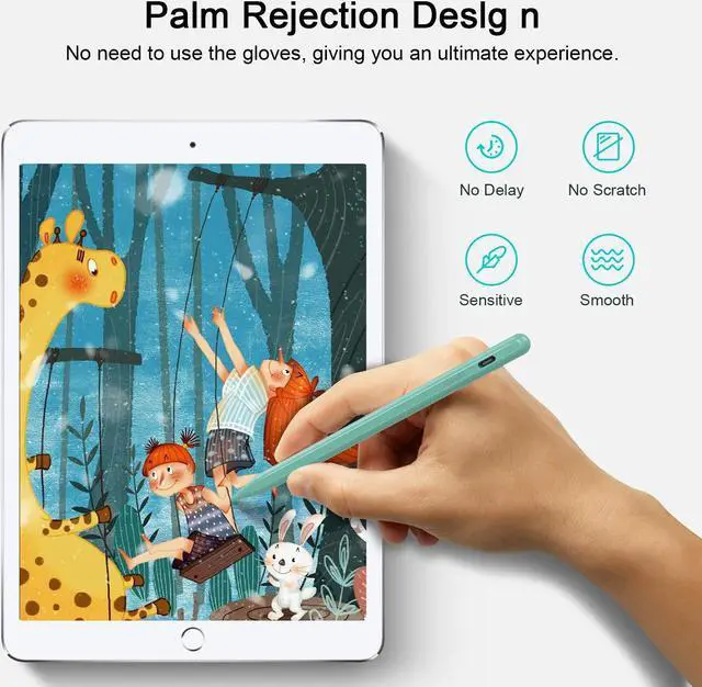 Alt view image 7 of 7 - Stylus Pen for iPad with Palm Rejection, QGeeM iPad Pencil Compatible with (2018-2021) Apple iPad Pro (11/12.9 Inch),iPad 6th/7th/8th Gen,iPad Mini 5th Gen,iPad Air 3rd/4th Gen ,Apple Pencil-Green