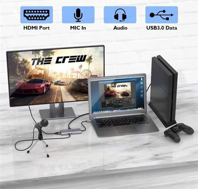 Alt view image 4 of 6 - QGeeM USB 3.0 to HDMI Capture Card,1080P 60fps HD Video/Audio Capture Recorder Device, Compatible with PC