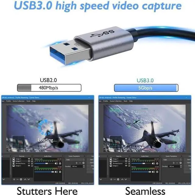 Alt view image 5 of 6 - QGeeM USB 3.0 to HDMI Capture Card,1080P 60fps HD Video/Audio Capture Recorder Device, Compatible with PC