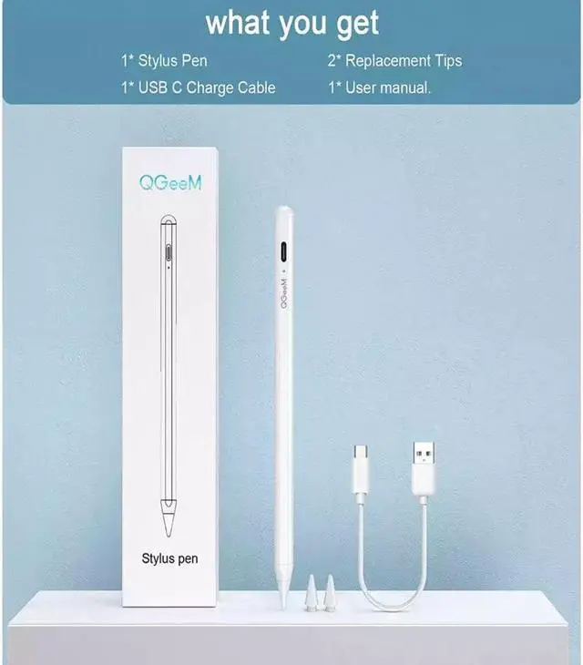 Alt view image 7 of 7 - Stylus Pen for iPad with Palm Rejection, QGeeM iPad Pencil Compatible with (2018-2021) Apple iPad Pro (11/12.9 Inch),iPad 6th/7th/8th Gen,iPad Mini 5th Gen,iPad Air 3rd/4th Gen ,Apple Pencil-White