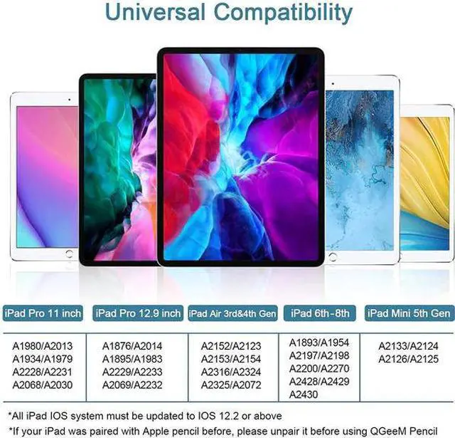 Alt view image 6 of 7 - Stylus Pen for iPad with Palm Rejection, QGeeM iPad Pencil Compatible with (2018-2021) Apple iPad Pro (11/12.9 Inch),iPad 6th/7th/8th Gen,iPad Mini 5th Gen,iPad Air 3rd/4th Gen ,Apple Pencil-White