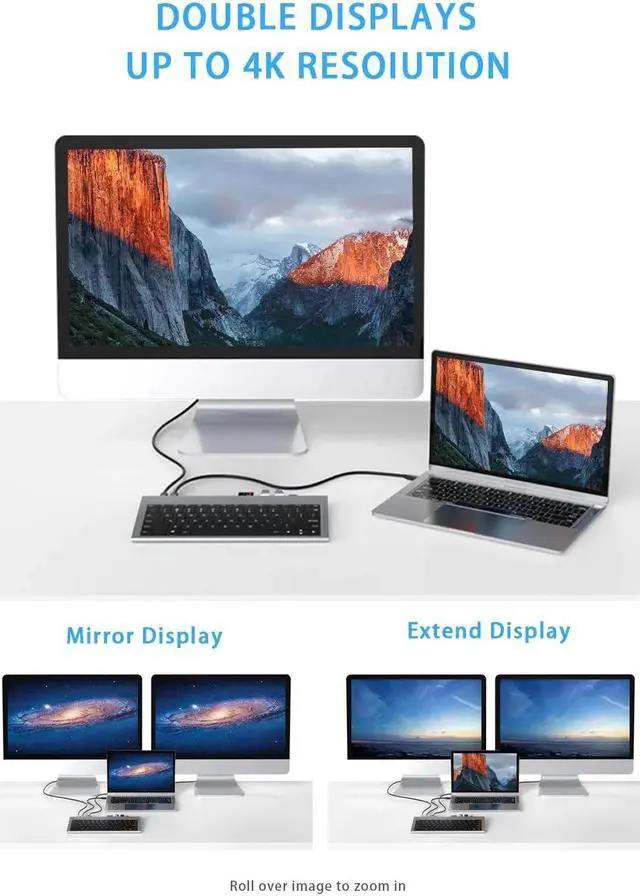 Alt view image 7 of 7 - 11 in 1 Hub USB C Docking Station with Keyboard with HDM I RJ45 Compatible with MacBook Pro i Pad Pro 11 in 1 Keyboard Hub