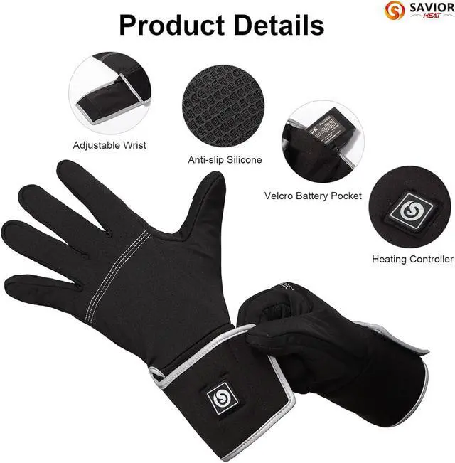 Alt view image 6 of 7 - SAVIOR HEAT Heated Liners Gloves for Men Women, 2023 Electric Rechargeable Battery Thermal Thin Gloves for Winter Skiing Typing Driving Riding Cycling Hiking-XXS