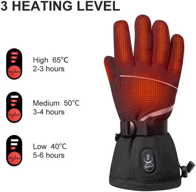 Alt view image 4 of 7 - Heated Gloves Rechargeable - Electric Battery Ski Gloves Men Women,Motorcycle Cycling Riding Hunting Fishing Camping Hiking Heating Gloves,Hand Warmer for Raynaud's X-Large