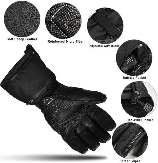 Alt view image 5 of 7 - Heated Motorcycle Gloves - 7.4V Electric Rechargeable Battery Waterproof Gloves for Men Women,Winter Biking Cycling Hunting Fishing Skiing Riding Powered Gloves X-Large