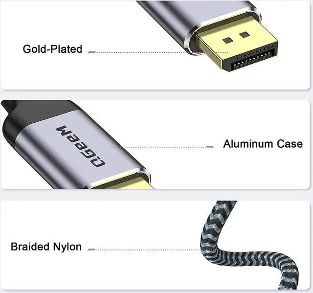 Alt view image 2 of 7 - QGeeM USB C to DisplayPort Cable Adapter,4K 60HZ Thunderbolt 3 to Displayport Compatible with MacBook Pro 2018/2017, ipad pro 2018, Surface Book 2, Dell XPS, Samsung Galaxy S9 S10 Note 9 dex (4ft)