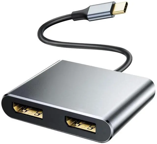 Main image of USB C to Dual DisplayPort(DP) Adapter, 4K@144Hz(8K@30Hz) Type-C to DP Splitter for Dual Monitors Extend Display FOR Mac- Book/Mac- Book Pro, Samsung, Dell, HP, Lenovo,Surface Type C Laptop(UH02-23-A-)