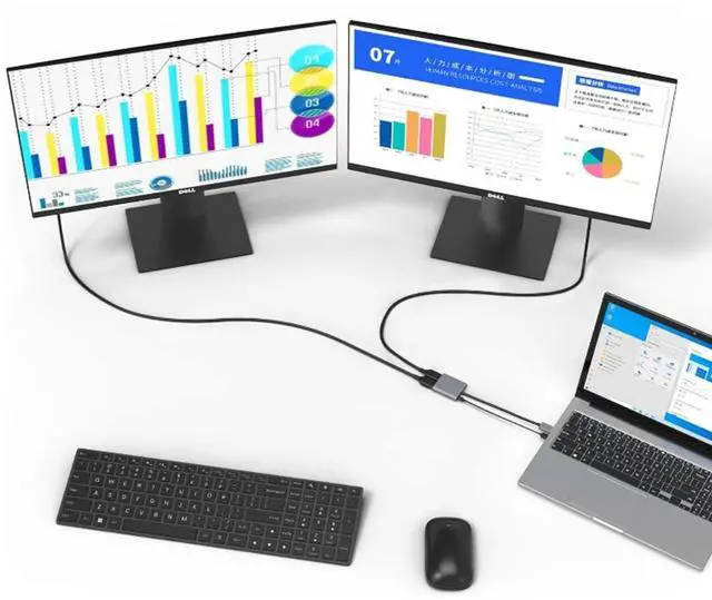 Alt view image 6 of 7 - USB C to Dual DisplayPort(DP) Adapter, 4K@144Hz(8K@30Hz) Type-C to DP Splitter for Dual Monitors Extend Display FOR Mac- Book/Mac- Book Pro, Samsung, Dell, HP, Lenovo,Surface Type C Laptop(UH02-23-A-)