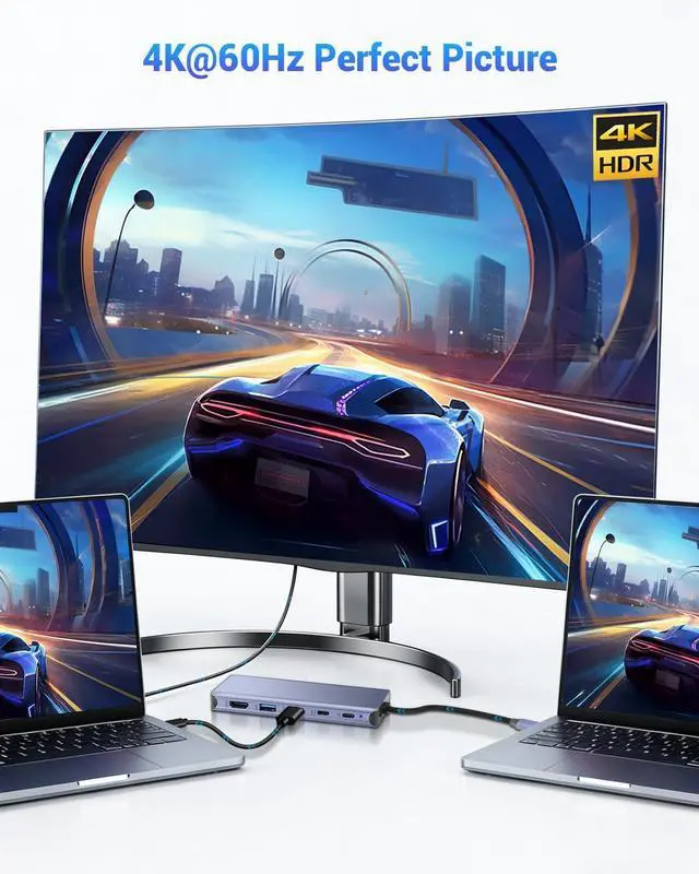Alt view image 5 of 7 - 6 in 1 type-C Hub with M.2 NVMe SSD Enclosure, USB 3.2 10Gbps Ports, PD 100W , 4K@60Hz HDMI, High Speed USB NVMe Adapter, M.2 SSD Enclosure, Adapter for MacBook Pro/Air, Dell XPS-UH06-003