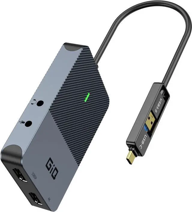 Main image of Giq USB 3.0 to Dual HDMI Monitor Adapter 4K@ 30Hz+1080P@60Hz,Universal Video Graphics Card,USB to Hdmi Splitter Extender Monitor for USB 3.0 A or USB-C Hub Dock Compatible with Mac OS,Windows-D6102H