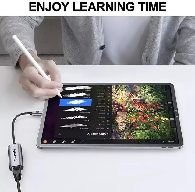 Alt view image 12 of 12 - QGeeM USB Type C to Ethernet Gigabit Adapter Thunderbolt 3 to RJ45 LAN Network Portable Cable USB C to Ethernet Adapter
