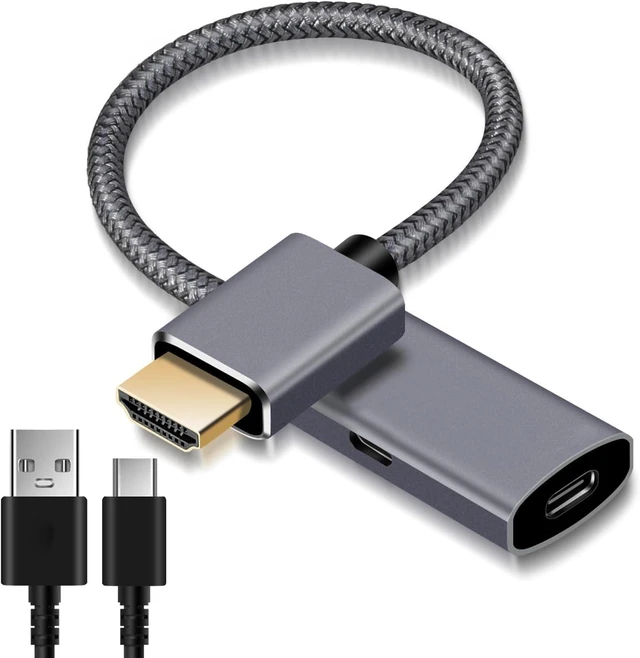 Main image of HDMI Male to USB-C Female Cable Adapter with USB C Power Cable,Uni-Directional HDMI (source) to Type C 3.1 (display) Converter,4K 60Hz Thunderbolt 3 Adapter for MacBook Pro-UA30-B