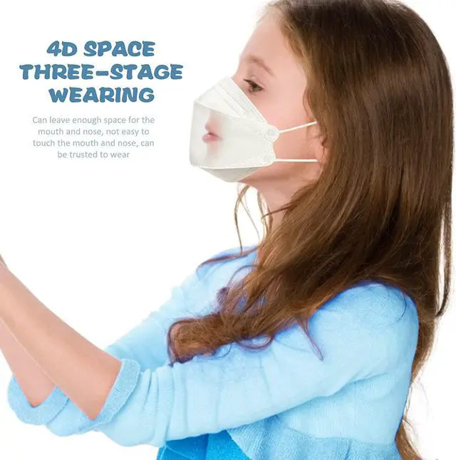Alt view image 7 of 7 - 60PCS KF94 Kids Face Mask Disposable Fish Mouth Type Child Safety Four-Layer Protective mask, Kids Comfortable Breathable ,and Protection Rate of 95%(individual package)