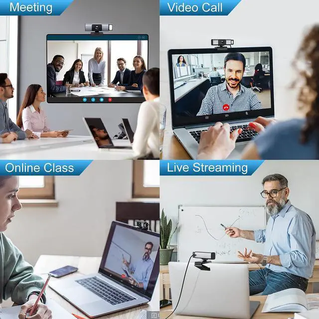 Alt view image 6 of 6 - Sony Sensor Webcam with Microphone and Autofocus, 2K/1080P HD Webcam with Wide Angle, Webcam Cover, Streaming Webcam with Light, Plug and Play Computer Camera, Web Camera for Zoom, Skype